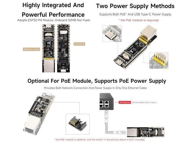 Alt view image 5 of 7 - ESP32-P4-ETH Development Board, Based On ESP32-P4 with 100 Mbps RJ45 Ethernet Port, Rich Human-Machine Interfaces (Display/Camera/Speaker Header,etc.), Supports AI Speech Interaction