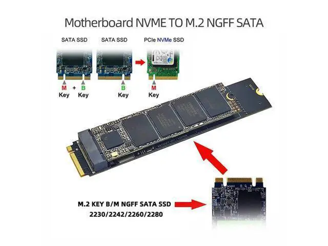 Alt view image 4 of 7 - M.2 SSD SATA NGFF B+M Key to NVME M-Key Expansion Card Converter Adapter JMB582 Chipset for Motherboard 2230/2242/2260/2280/22110