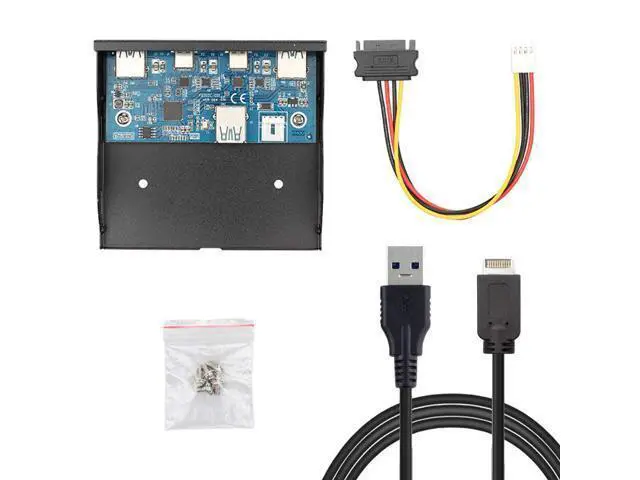Alt view image 3 of 7 - 4 Ports 2 USB C 2 USB 3.0 to USB 3.1 Type E Front Panel Header USB HUB Port Multiplier Expansion Adapter for 3.5" Floppy Bay