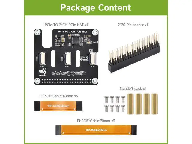 Alt view image 2 of 7 - 2-Ch PCIe FFC Adapter Board, Compatible with Raspberry Pi 5,Expands The PCIe Interface of The Pi 5 to 2-Ch PCIe FFC Connectors, Supports Stacking Multiple PCIe Hats