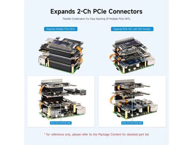 Alt view image 4 of 7 - 2-Ch PCIe FFC Adapter Board, Compatible with Raspberry Pi 5,Expands The PCIe Interface of The Pi 5 to 2-Ch PCIe FFC Connectors, Supports Stacking Multiple PCIe Hats