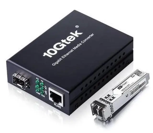Main image of Gigabit Multi-Mode LC Fiber Media Converter, with SFP SX Module, Fiber to Ethernet Converter, 1000Base-SX to 10/100/1000M RJ45, MMF, 850nm, up to 550m