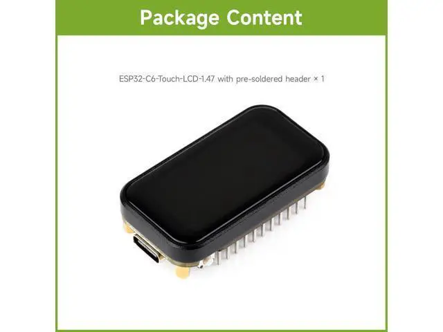Alt view image 2 of 7 - ESP32-C6 1.47inch Touch Display Development Board, 172×320 Resolution, 262K Display Color, Supports Wi-Fi 6 / BLE 5, 160MHz RISC-V Processor, with Pinheader