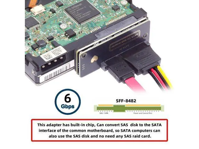 Alt view image 5 of 7 - SATA to SAS Adapter for 2.5/3.5" SFF-8482 SAS Hard Disks to Motherboard SATA Converter Adapter
