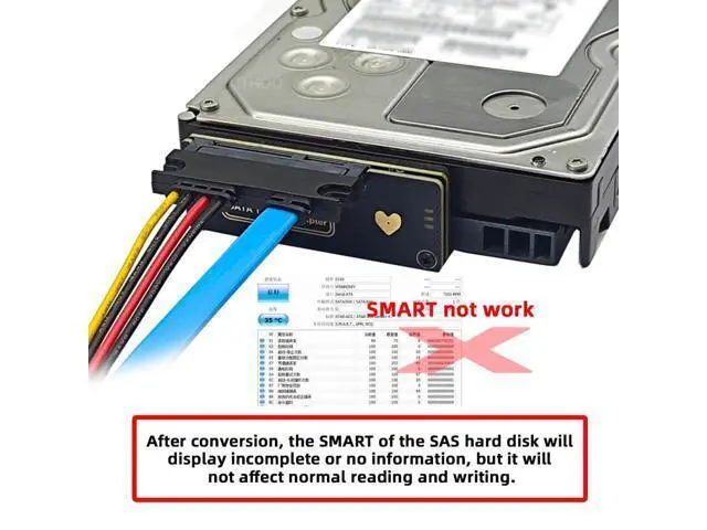 Alt view image 7 of 7 - SATA to SAS Adapter for 2.5/3.5" SFF-8482 SAS Hard Disks to Motherboard SATA Converter Adapter