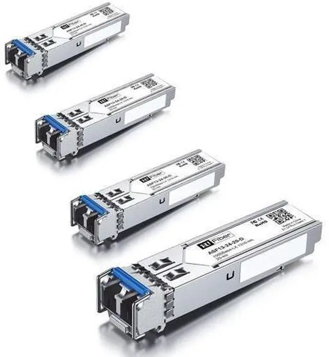 Main image of H!Fiber 4 Pack 1.25G Single Mode SFP LC Module, 1000Base-LX/LH Fiber Transceiver for Cisco GLC-LH-SMD, Meraki, Ubiquit UniFi, TP-Link, Fortinet, Intel, Netgear, Mikrotik and More (SMF,1310nm,20km,DDM)