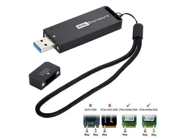 Alt view image 7 of 7 - CY M.2 NVME SSD Enclosure Adapter USB 3.1 Gen2 10Gbp to NVME PCI-E M-Key Solid State Drive External Enclosure for 2242mm 2230mm NVMe M-Key M.2 SSD