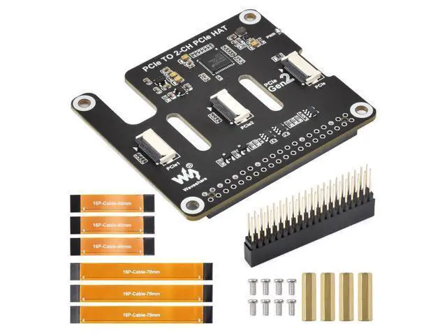 Alt view image 6 of 7 - 2-Ch PCIe FFC Adapter Board, Compatible with Raspberry Pi 5,Expands The PCIe Interface of The Pi 5 to 2-Ch PCIe FFC Connectors, Supports Stacking Multiple PCIe Hats
