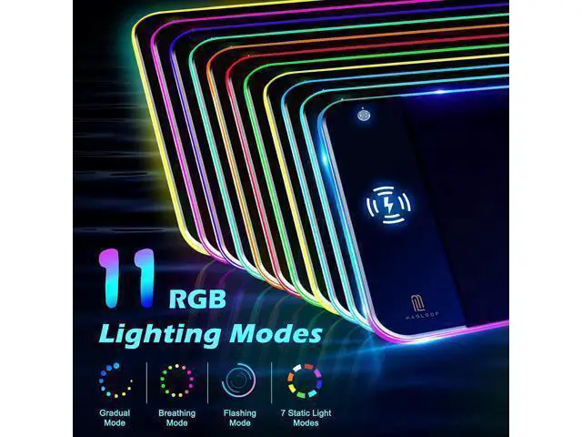Alt view image 4 of 7 - RGB Gaming Mouse Pad 10W, LED Mouse Mat 31.5×11.8×0.15in, 10 Light Modes Extra Large Mousepad Non-Slip Rubber Base Computer Keyboard Mat for Gaming, MacBook, PC, Laptop, Desk