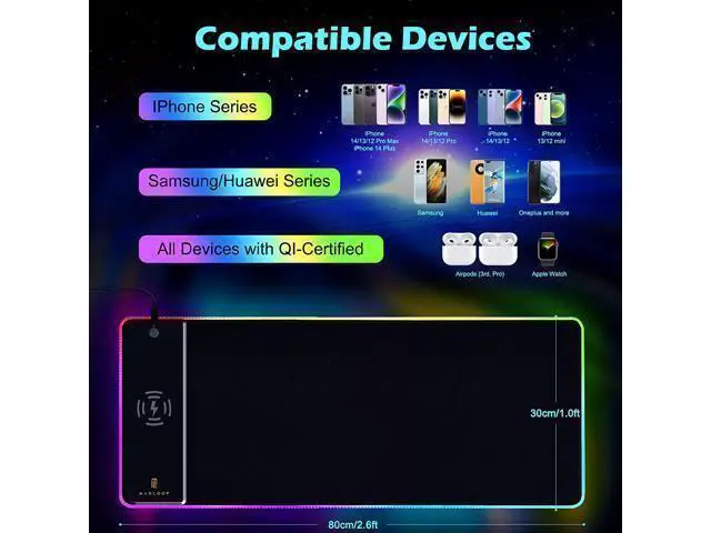 Alt view image 7 of 7 - RGB Gaming Mouse Pad 10W, LED Mouse Mat 31.5×11.8×0.15in, 10 Light Modes Extra Large Mousepad Non-Slip Rubber Base Computer Keyboard Mat for Gaming, MacBook, PC, Laptop, Desk