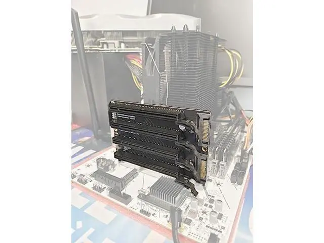 Alt view image 5 of 6 - JMT PCI-E 3.0 x16 1 to 4 Split Card Gen3 PCIe-Bifurcation x16 to x4x4x4x4 Expansion Card 20.2mm Spaced Slots SATA Power Supply Port