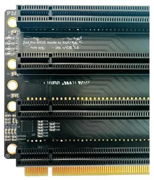 Main image of FOR PCIe-Bifurcation X16 to X4X4X4X4 Expansion Card PCI-E Gen3 3.0 X16 1 to 4 Port Split Adapter Card SATA Power Port PC