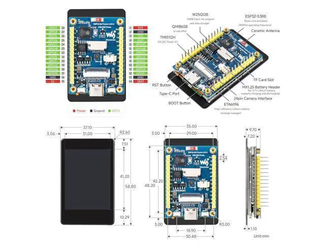 Alt view image 7 of 7 - ESP32-S3 2inch Capacitive Touch Display Development Board, 240×320 Pixels, IPS Panel, 32-bit LX7 Dual-core Processor, Up to 240MHz Frequency, NOT Include OV560 Camera