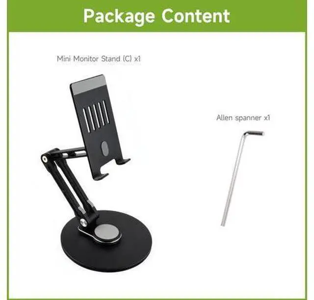Alt view image 2 of 5 - Portable Monitor Adjustable Stand, Compatible with 4~18.5inch Monitors, Supports Multi-axis Rotation, Weighted Base and Ergonomic Design, Foldable for Easy Storage