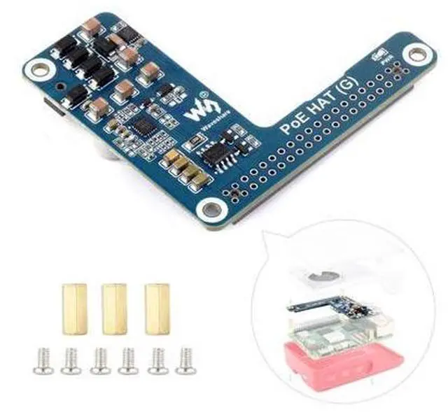 Main image of PoE HAT (G), Compatible with Raspberry Pi 5, 5V 5A Output, Stable Performance, Supports 802.3af/at Network Standard, Power Over Ethernet HAT (G), Suitable for RPi 5 Official Case