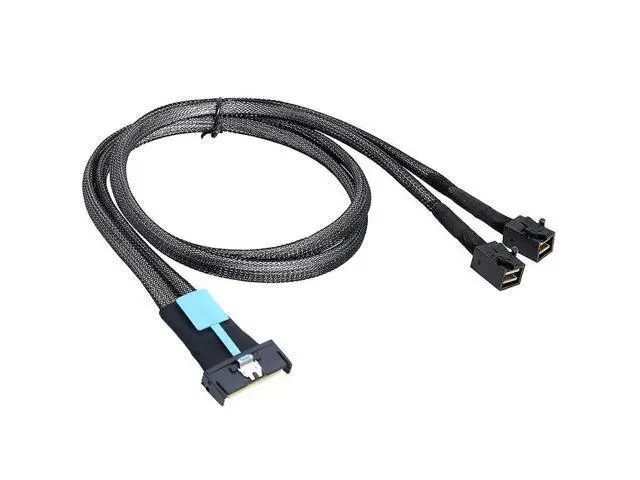 Alt view image 3 of 6 - PCIE Gen5 MCIO 8X 8i to 2 MINI SAS HD SFF-8643 Server Cable High-Speed 32GT/s Male to Female Adapter (50cm)