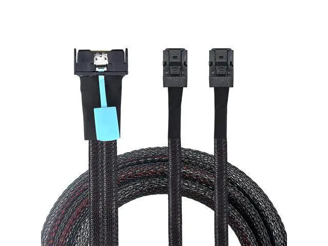 Alt view image 4 of 6 - PCIE Gen5 MCIO 8X 8i to 2 MINI SAS HD SFF-8643 Server Cable High-Speed 32GT/s Male to Female Adapter (50cm)