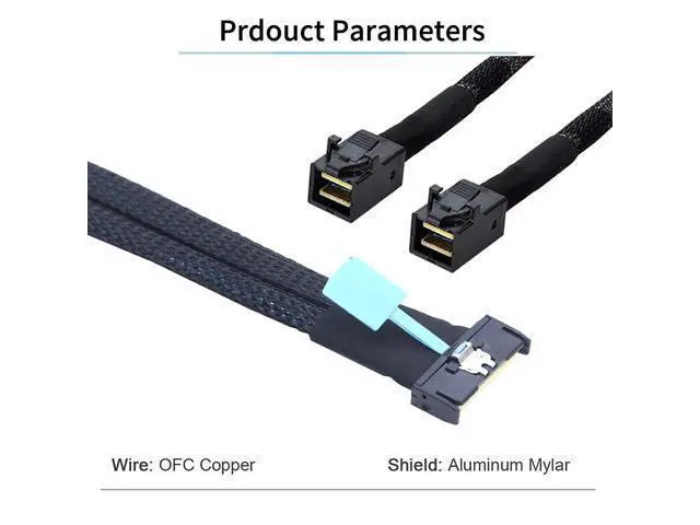 Alt view image 5 of 6 - PCIE Gen5 MCIO 8X 8i to 2 MINI SAS HD SFF-8643 Server Cable High-Speed 32GT/s Male to Female Adapter (50cm)