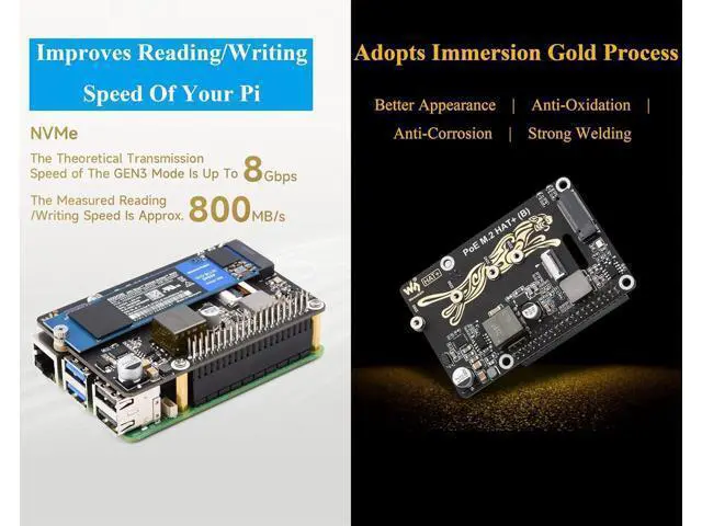 Alt view image 5 of 7 - PCIe to M.2 Adapter with PoE Function Compatible with Raspberry Pi 5, Pi 5 NVMe PoE HAT+ Support NVMe M.2 Solid State Drive SSD 2230/2242/2260/2280, High-Speed Reading/Writing