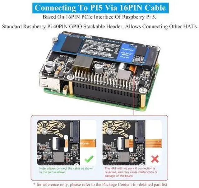 Alt view image 6 of 7 - PCIe to M.2 Adapter with PoE Function Compatible with Raspberry Pi 5, Pi 5 NVMe PoE HAT+ Support NVMe M.2 Solid State Drive SSD 2230/2242/2260/2280, High-Speed Reading/Writing
