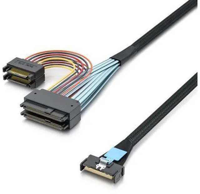 Main image of MCIO to U.2, PCIe GEN4 MCIO 8X SFF-TA-1016 to 2xSFF-8639 with 15Pin SATA Power, Enterprise Server/Storage Array Compatible, 0.75~0.8m(2.46~2.62ft)