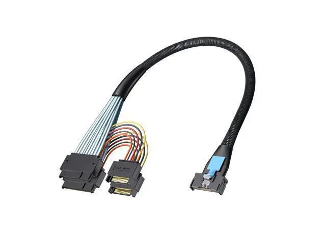 Alt view image 3 of 3 - MCIO to U.2, PCIe GEN4 MCIO 8X SFF-TA-1016 to 2xSFF-8639 with 15Pin SATA Power, Enterprise Server/Storage Array Compatible, 0.75~0.8m(2.46~2.62ft)