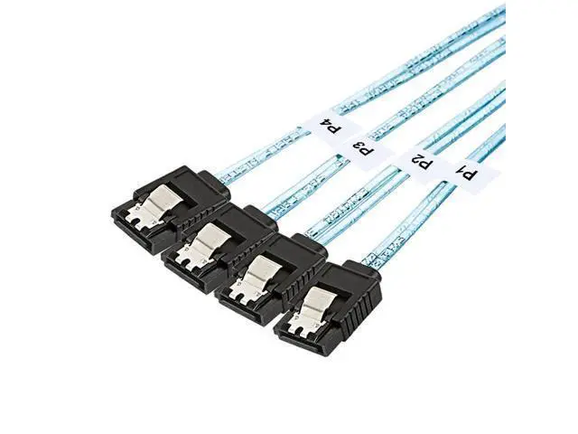 Alt view image 3 of 5 - SFF-8644 to 4 Sata 7 Pin Cable, External Mini SAS HD SFF-8644 to 4 Port SATA Cable, Hard Disk Data Server Raid Cable 1 Meter/ 3.3 FT