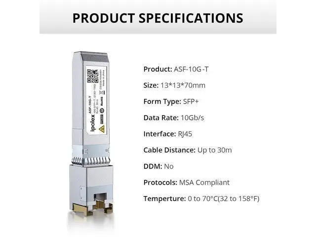 Alt view image 7 of 7 - 10Gb SFP+ RJ45 Module, 10Gbase-T Ethernet Module Support 10G/5G/2.5G, up to 30M, Compatible with Cisco, Ubiquiti, UniFi, Meraki, MikroTik, Supermicro and More (Model: RTL8261)