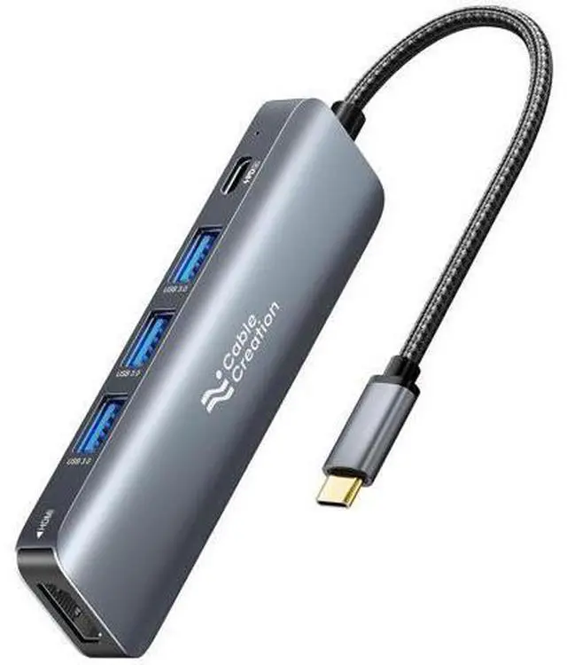 Main image of USB C Hub, 5-in-1 USB C to HDMI Multiport Adapter, 100W PD, 3 USB 3.0 Ports for MacBook Pro, MacBook Air M1/M2, iPad Pro, Surface Pro, XPS