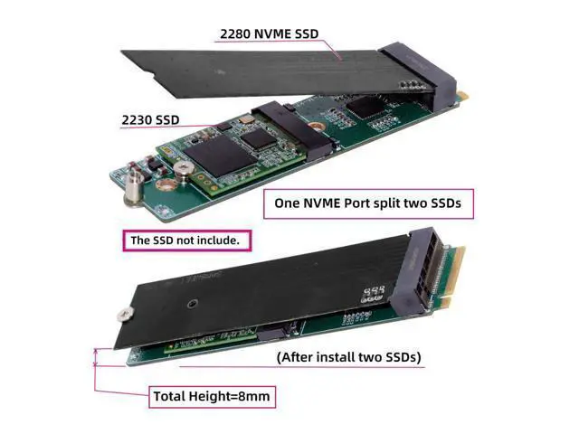Alt view image 7 of 7 - Daul Port M.2 NVME Expansion Card Adapter,PCIE M-Key 1 to 2 M-Key NVME SSD Card Adapter for 2230/2280mm SSD