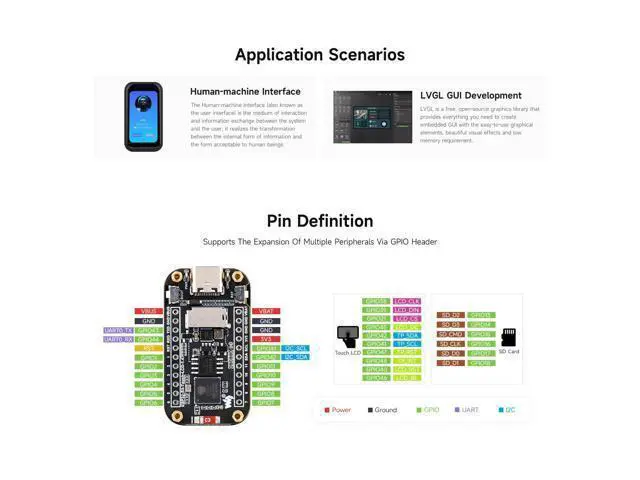 Alt view image 6 of 7 - ESP32-S3 1.47inch Touch Display Development Board, 172×320 Resolution, 262K Display Color, Supports 2.4GHz Wi-Fi/BLE 5, 240MHz LX7 Dual-core Processor, with Pinheader