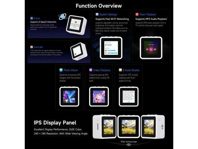 Alt view image 6 of 7 - ESP32-S3 1.54inch LCD Display Development Board, 240 × 240 Resolution, 262K Color, Supports Dual Microphones, 2.4GHz Wi-Fi and BLE 5, with Touch Function, no BAT