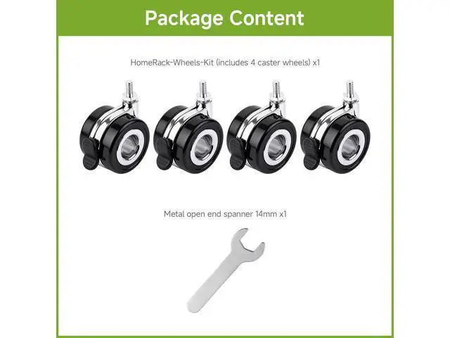 Alt view image 2 of 5 - HomeRack 2.5inch (60mm) Hollow Caster Wheel kit with Brake, Includes 4 Caster Wheels, Suitable for Devices with Standard M8 Threaded mounting Holes, 65kg Load Capacity per Wheel