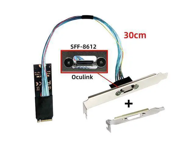 Alt view image 2 of 7 - Oculink SFF-8612 to PCI-E 4.0 NVME M.2 M-Key Host Extension Cable Adapter with 8/12cm Slot Bracket for External Graphics Card & SSD