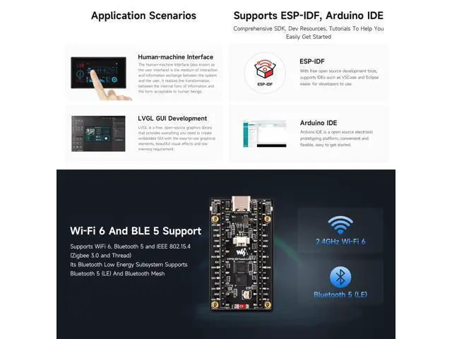 Alt view image 5 of 7 - ESP32-C6 1.9inch Display Development Board, 170×320 Pixels, 262K Colors, 160MHz RISC-V Single-core Processor, WiFi 6 & Bluetooth, 90° Rotation Support, ESP32 with Display Integration