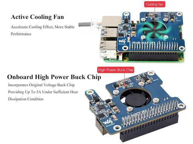 Alt view image 5 of 7 - Power Over Ethernet HAT PoE HAT with Metal Heatsink for Raspberry Pi 5, Onboard Cooling Fan, Supports 802.3af/at Network, 12V and 5V Power Outputs Easy for More Peripherals