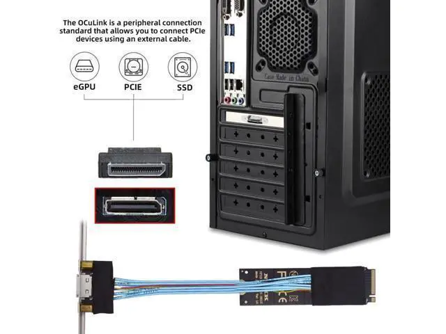 Alt view image 6 of 7 - Oculink SFF-8612 to PCI-E 4.0 NVME M.2 M-Key Host Extension Cable Adapter with 8/12cm Slot Bracket for External Graphics Card & SSD