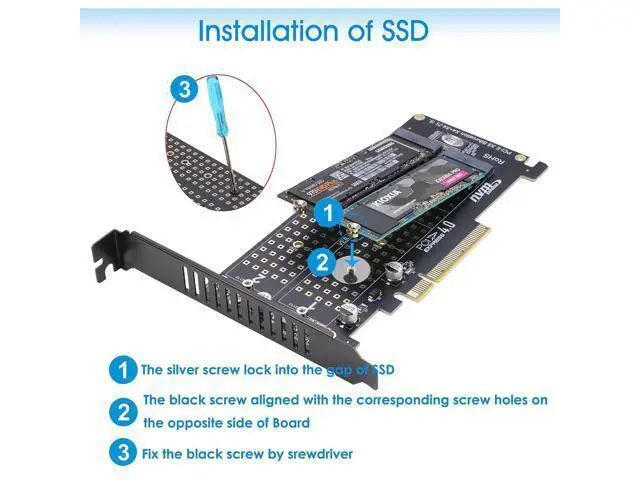 Alt view image 4 of 6 - Dual M.2 NVMe to PCIe Adapter, PCIe 4.0 x8 to 2-Port NVMe (M-Key) Slot Support SSD 22110/2280/2260/2242/2230 (PCIe Bifurcation Required)
