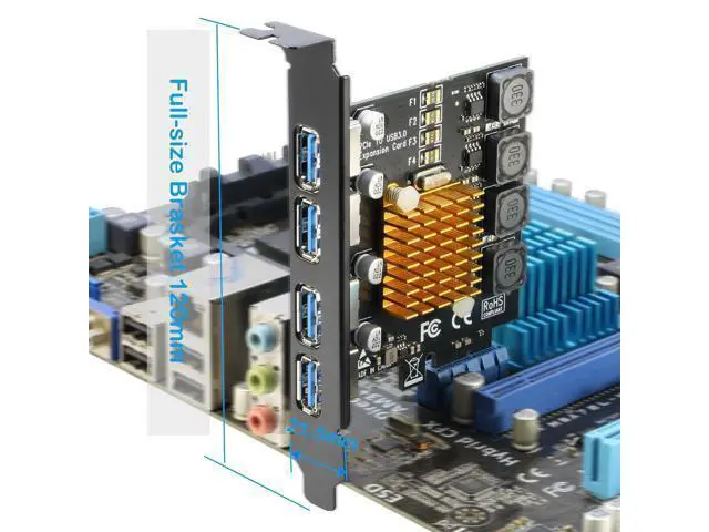Alt view image 6 of 7 - USB 3.0 PCIe Card 4-Port PCI Express x1 to USB 3.0 Expansion Adapter Internal USB3 HUB on PC for Win 11/10 (No Additional Power Required)