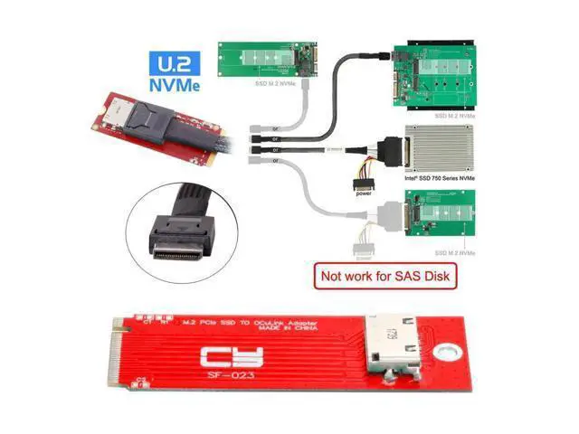 Alt view image 3 of 7 - Oculink SFF-8612/8611 to PCI-E 4.0 NVME M.2 M-Key Host Adapter Support 2230/2260MM for U.2 SSD & eGPU