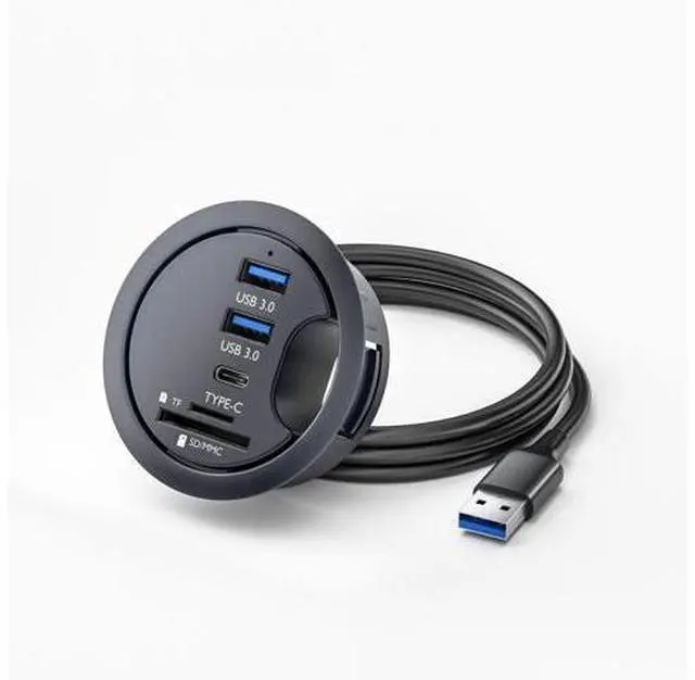Main image of USB 3.0 Flush Mount Desktop HUB,2 USB 3.0 Port/1 USB C Port HUB Grommet Hole 2.36"(60mm) with SD/TF Card Reader Port