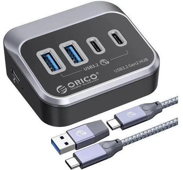 Main image of USB Hub 10Gbps with 2 USB A Ports+2 USB C Ports, USB 3.2 Gen 2 Hub with 1.64Ft USB-C Cable and USB-A Adapter USB Splitter for iMac, MacBooks, Mac mini