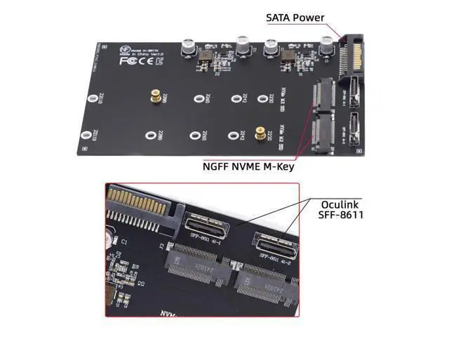 Alt view image 5 of 7 - M.2 to Oculink Adapter,PCIe NVME/AHCI SSD 2 to 2 SFF-8611/8612 Adapter Support 2230/2242/2280/22110mm