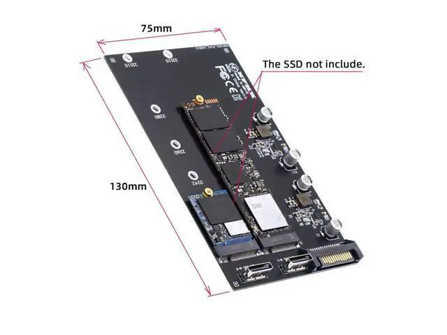 Alt view image 6 of 7 - M.2 to Oculink Adapter,PCIe NVME/AHCI SSD 2 to 2 SFF-8611/8612 Adapter Support 2230/2242/2280/22110mm