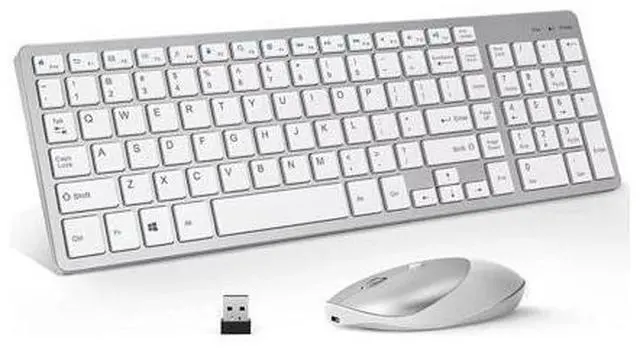 Main image of Wireless Keyboard 2.4GHz Ultra Slim Rechargeable Wireless Keyboard White