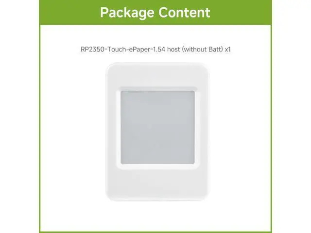 Alt view image 2 of 7 - RP2350A 1.54inch E-Paper Display Development Board, 200 × 200 Resolution, Dual-core & Dual-Architecture, 12 × Programmable I/O (PIO) State Machines, with Touch Control, No Batt