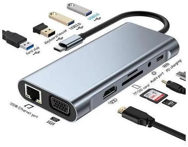 Main image of USB C To Ethernet Adapter 4K Docking Station Usb c To HDTV Adapter Lightning Converter PD Charging 11 in 1