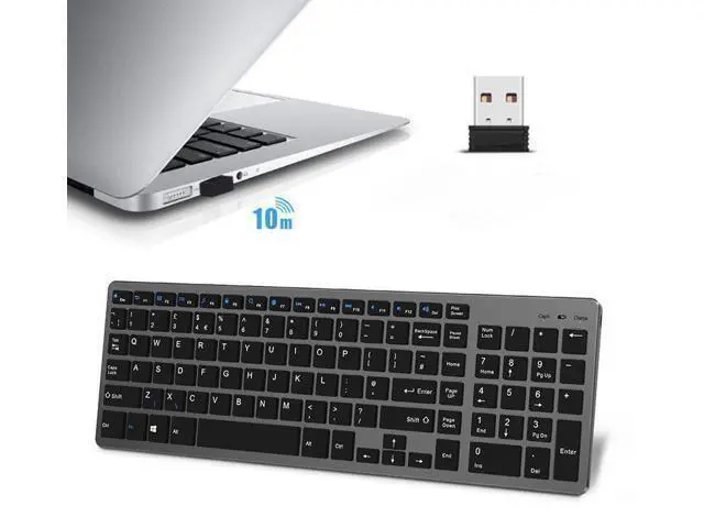 Alt view image 3 of 5 - Wireless Keyboard 2.4GHz Ultra Slim Rechargeable Wireless Keyboard White