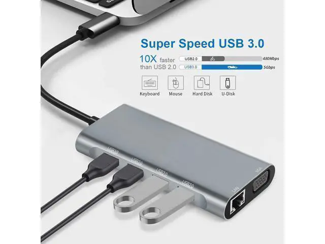 Alt view image 2 of 5 - USB C To Ethernet Adapter 4K Docking Station Usb c To HDTV Adapter Lightning Converter PD Charging 11 in 1