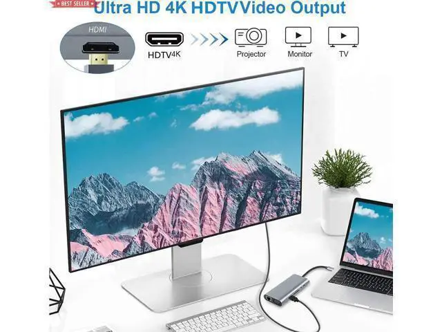 Alt view image 3 of 5 - USB C To Ethernet Adapter 4K Docking Station Usb c To HDTV Adapter Lightning Converter PD Charging 11 in 1